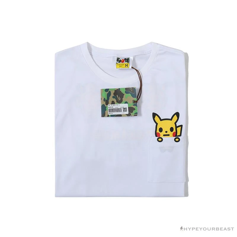 Hypeyourbeast Clothes BAPE Baby Milo Pocket Pikachu Tee Shirt 'WHITE' 3 Hypeyourbeast Clothes BAPE Baby Milo Pocket Pikachu Tee Shirt 'WHITE'