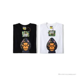 Hypeyourbeast BAPE Baby Milo Blue Shark Hat Little Monkey Tee Shirt 'WHITE' 11 Hypeyourbeast BAPE Baby Milo Blue Shark Hat Little Monkey Tee Shirt 'WHITE'