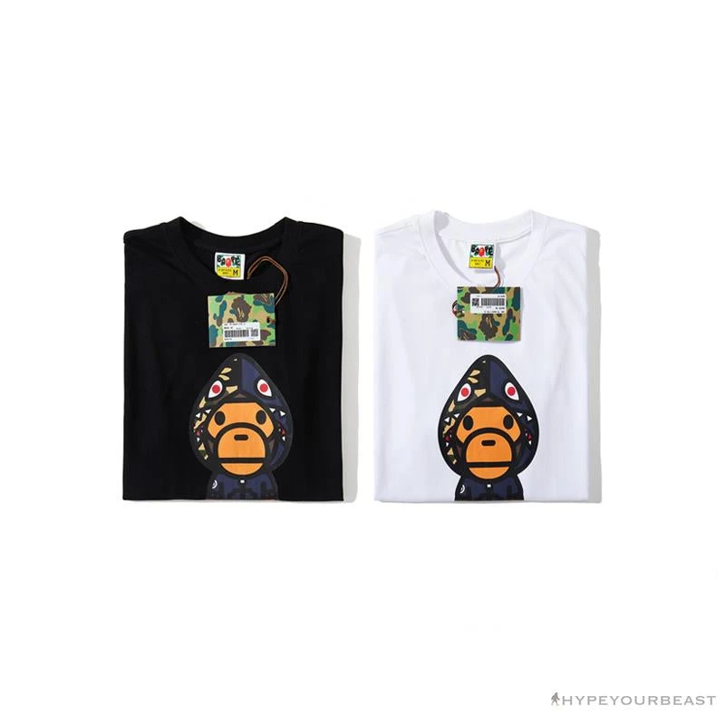 Hypeyourbeast BAPE Baby Milo Blue Shark Hat Little Monkey Tee Shirt 'BLACK' Clothes 18 Hypeyourbeast BAPE Baby Milo Blue Shark Hat Little Monkey Tee Shirt 'BLACK' Clothes
