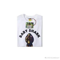 Hypeyourbeast Clothes BAPE Baby Shark Blue Shark Tee Shirt 'WHITE'