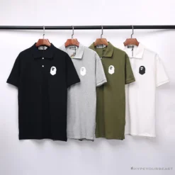 Hypeyourbeast BAPE Classic Ape Head Print Versatile Polo Shirt 'GREY' 23 Hypeyourbeast BAPE Classic Ape Head Print Versatile Polo Shirt 'GREY'