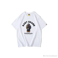 Hypeyourbeast Clothes BAPE Baby Shark Blue Shark Tee Shirt 'WHITE'