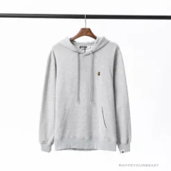 Hypeyourbeast Clothes BAPE Classic Ape Head Embroidered Standard Cotton Terry Hoodie 'LIGHT GREY'