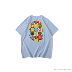 Hypeyourbeast BAPE Baby Milo Color Square Ape Head Tee Shirt 'BLUE' Clothes