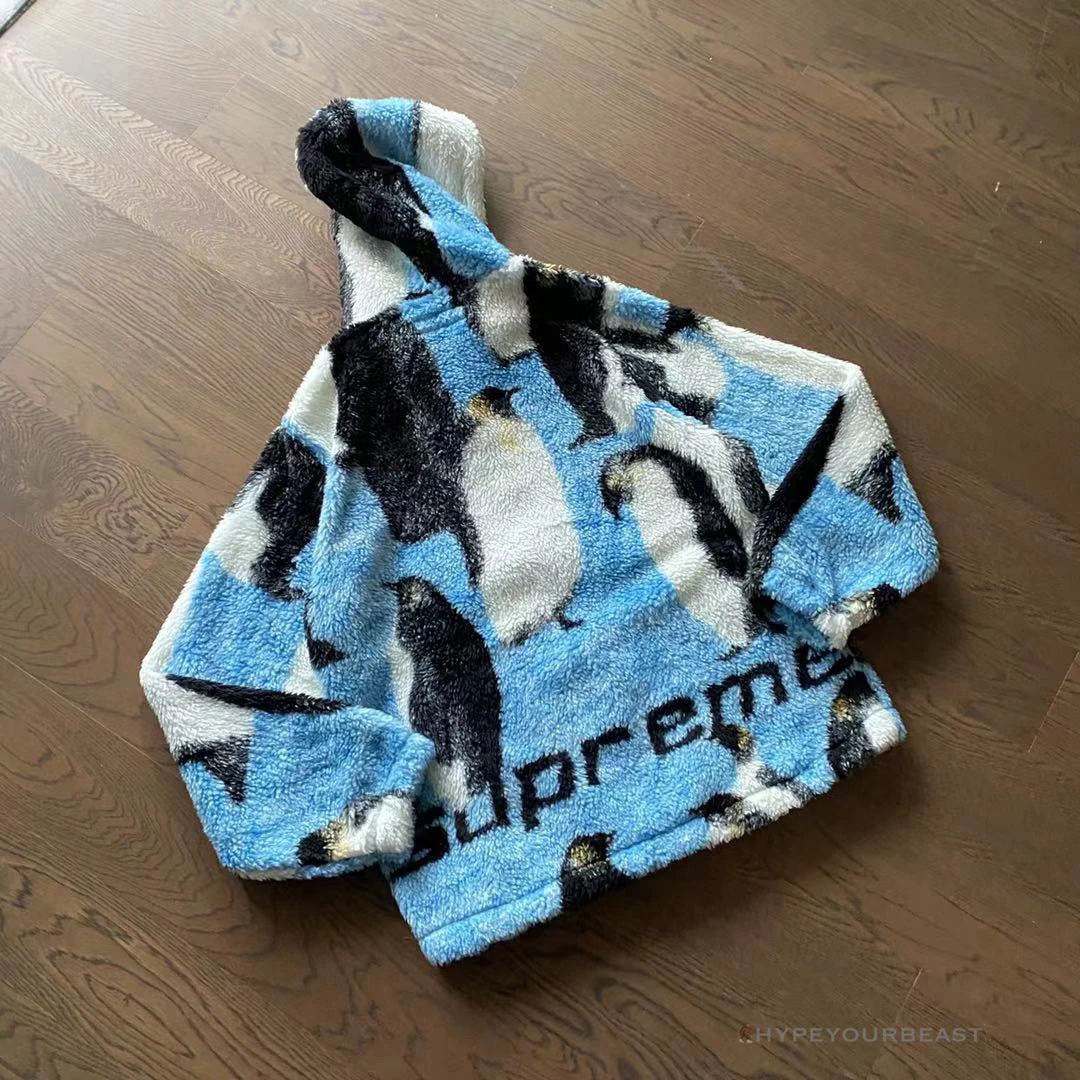 HypeYourBeast Supreme Penguins Hooded Fleece Jacket Blue Hoodies & Jackets 3 HypeYourBeast Supreme Penguins Hooded Fleece Jacket Blue Hoodies & Jackets