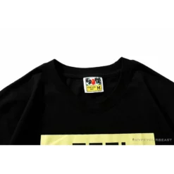 Hypeyourbeast Clothes BAPE Ape Head Blue X Yellow Contrast Letter Tee Shirt
