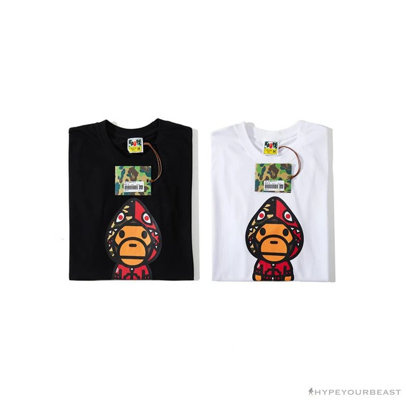 Hypeyourbeast BAPE Baby Milo Red Shark Hat Little Monkey Tee Shirt 'WHITE' 5 Hypeyourbeast BAPE Baby Milo Red Shark Hat Little Monkey Tee Shirt 'WHITE'