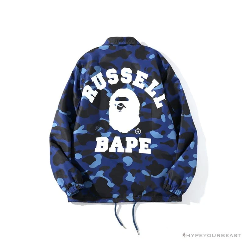 Hypeyourbeast BAPE X RUSSELL ATHLETIC Drawstring Camouflage Sweater 'BLUE' Clothes 2 Hypeyourbeast BAPE X RUSSELL ATHLETIC Drawstring Camouflage Sweater 'BLUE' Clothes