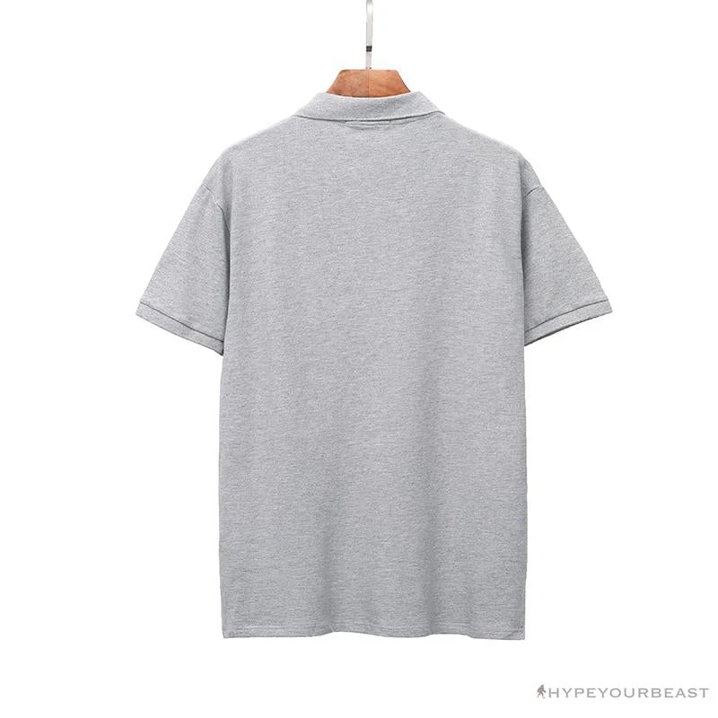 Hypeyourbeast BAPE Classic Ape Head Print Versatile Polo Shirt 'GREY' 2 Hypeyourbeast BAPE Classic Ape Head Print Versatile Polo Shirt 'GREY'