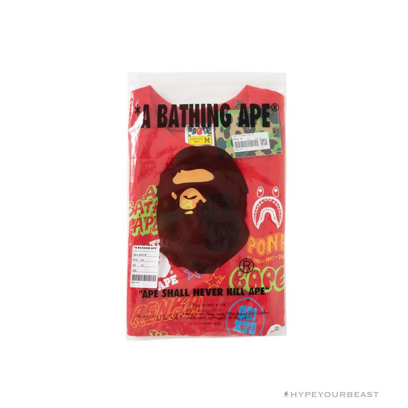 Hypeyourbeast Clothes BAPE Street Graffiti Tee Shirt 'RED' 4 Hypeyourbeast Clothes BAPE Street Graffiti Tee Shirt 'RED'