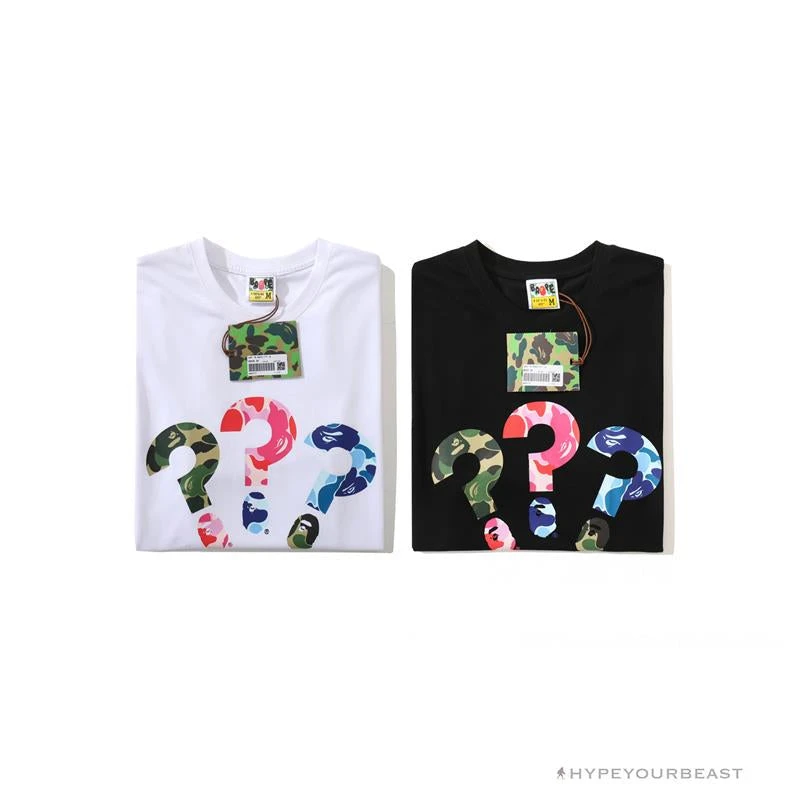 Hypeyourbeast BAPE Camouflage Three-Color Question Mark Tee Shirt 'WHITE' 5 Hypeyourbeast BAPE Camouflage Three-Color Question Mark Tee Shirt 'WHITE'