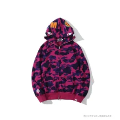 Hypeyourbeast BAPE Camo Hoodie Shark Head 'PURPLE'
