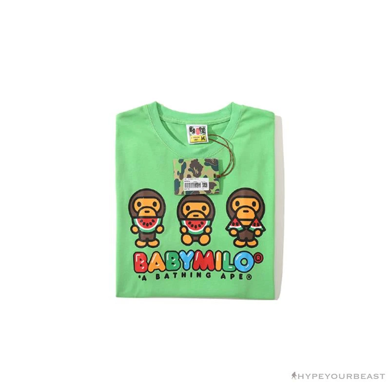 Hypeyourbeast Clothes BAPE Baby Milo Watermelon Little Monkey Tee Shirt 'GREEN' 15 Hypeyourbeast Clothes BAPE Baby Milo Watermelon Little Monkey Tee Shirt 'GREEN'