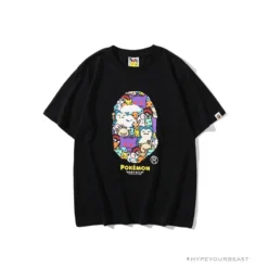 Hypeyourbeast Clothes BAPE Pokémon Co-branded Ape Head Tee Shirt 'BLACK'