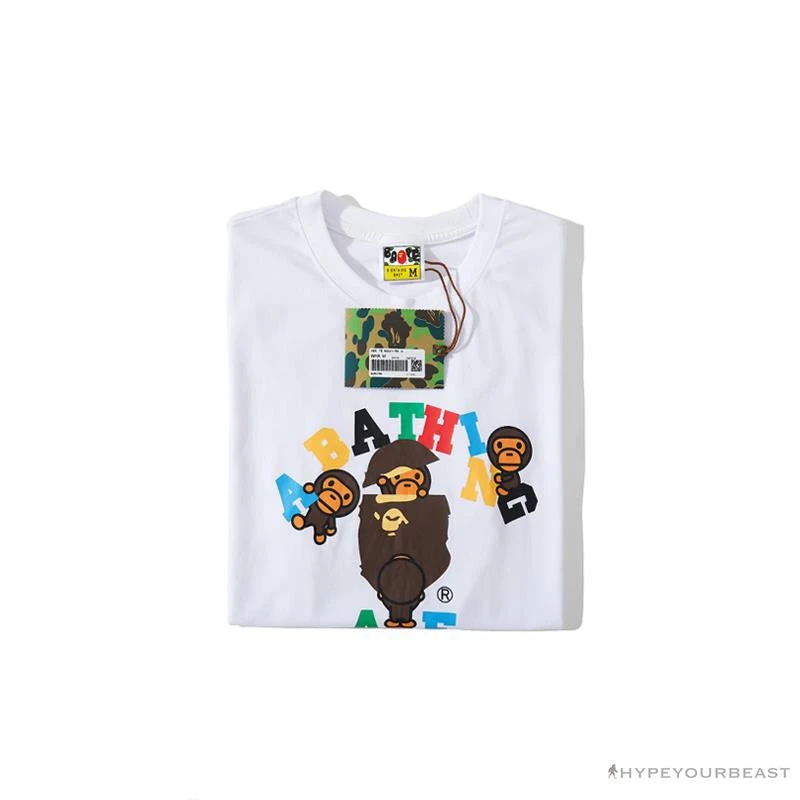 Hypeyourbeast BAPE Baby Milo Color Letter Monkey Tee Shirt 'WHITE' Clothes 3 Hypeyourbeast BAPE Baby Milo Color Letter Monkey Tee Shirt 'WHITE' Clothes