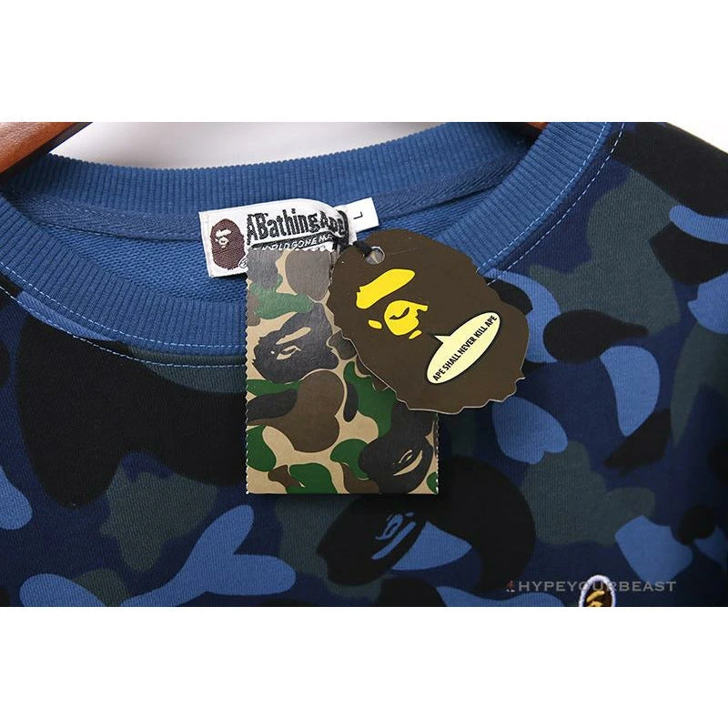 Hypeyourbeast BAPE Classic Ape Head Embroidered Camouflage Long Sleeve Shirt 'BLUE' 4 Hypeyourbeast BAPE Classic Ape Head Embroidered Camouflage Long Sleeve Shirt 'BLUE'