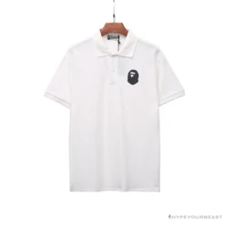 Hypeyourbeast Clothes BAPE Classic Ape Head Print Versatile Polo Shirt 'WHITE'