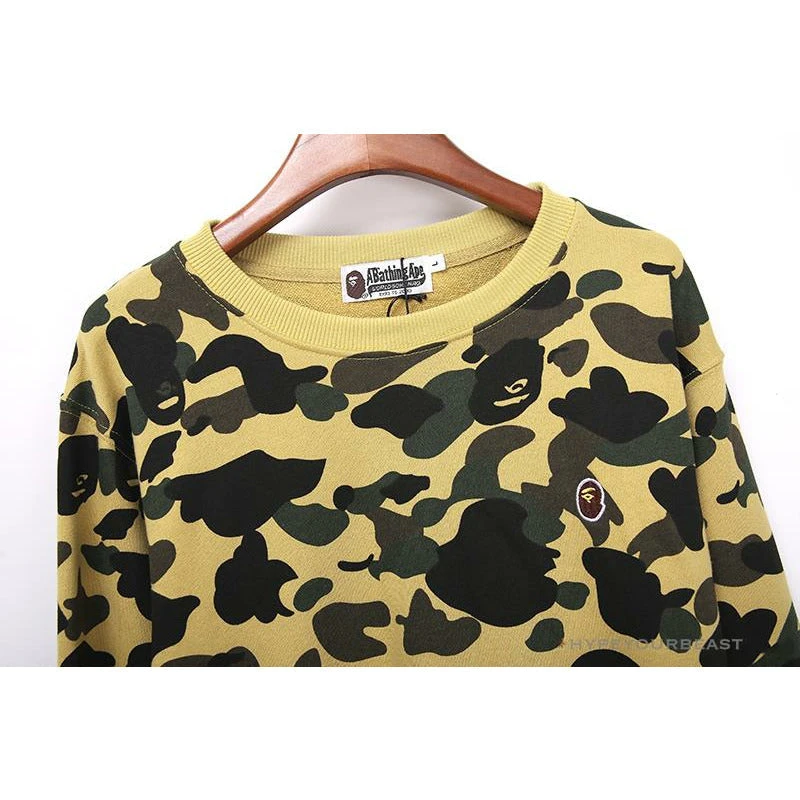 Hypeyourbeast BAPE Classic Ape Head Embroidered Camouflage Long Sleeve Shirt 'YELLOW' 3 Hypeyourbeast BAPE Classic Ape Head Embroidered Camouflage Long Sleeve Shirt 'YELLOW'