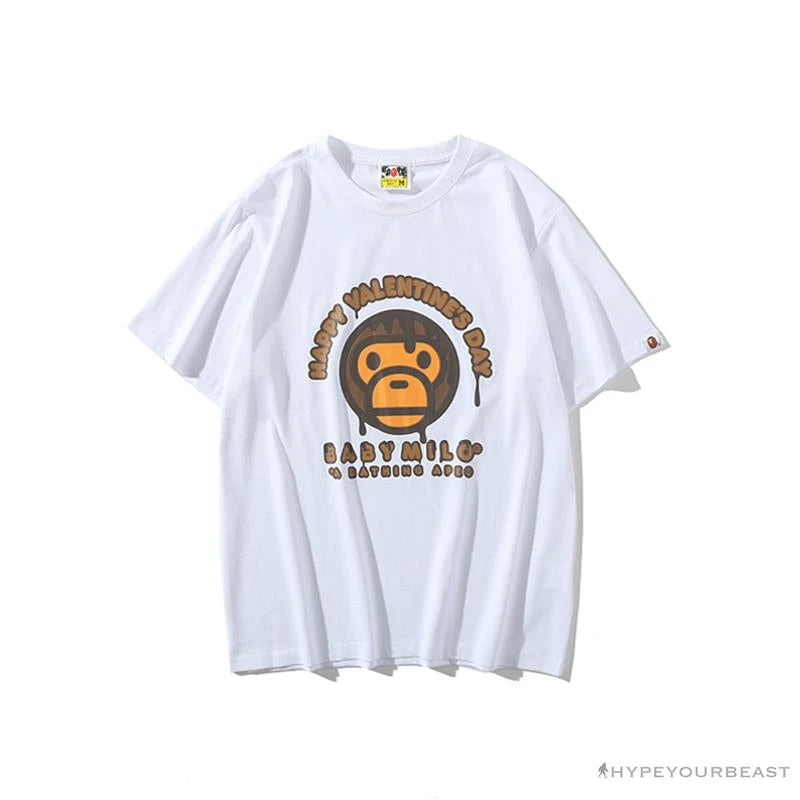 Hypeyourbeast BAPE Baby Milo Valentine's Day Chocolate Tee Shirt 'WHITE' Clothes 1 Hypeyourbeast BAPE Baby Milo Valentine's Day Chocolate Tee Shirt 'WHITE' Clothes