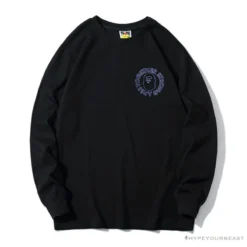 Hypeyourbeast Clothes BAPE APES TOGETHER English Alphabet Ape Head Long Sleeve Shirt 'BLACK'