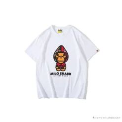 Hypeyourbeast BAPE Baby Milo Red Shark Hat Little Monkey Tee Shirt 'WHITE'
