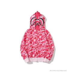 HypeYourBeast Clothes BAPE Camo Hoodie Shark Head PINK