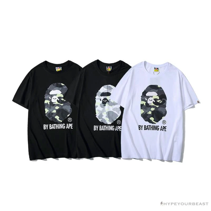 Hypeyourbeast Clothes BAPE Luminous Spots Camouflage Great Ape Man Black Head Cotton Short Sleeve Tee Shirt 'BLACK' 12 Hypeyourbeast Clothes BAPE Luminous Spots Camouflage Great Ape Man Black Head Cotton Short Sleeve Tee Shirt 'BLACK'