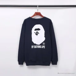 Hypeyourbeast BAPE Behind The Great Ape-Man Head Long Sleeve Shirt 'DARK BLUE'