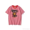 Hypeyourbeast BAPE Baby Milo Rock Bass Player Striped Tee Shirt 'RED' Clothes