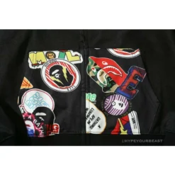 Hypeyourbeast Clothes BAPE Badge LOGO Sticker Style Stitching Hoodie