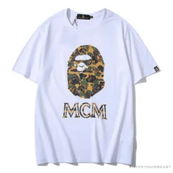 Hypeyourbeast BAPE X MCM Camouflage Ape Head Tee Shirt 'WHITE'