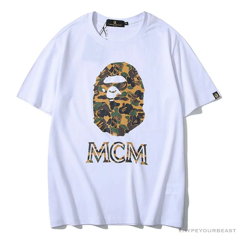 Hypeyourbeast BAPE X MCM Camouflage Ape Head Tee Shirt 'WHITE' 1 Hypeyourbeast BAPE X MCM Camouflage Ape Head Tee Shirt 'WHITE'