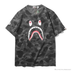 Hypeyourbeast Clothes BAPE Camouflage Shark Head Classic Cotton Short Sleeve Tee Shirt 'BLACK'